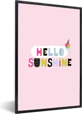 Produktbild von MuchoWow® Gerahmtes Poster Sommer - Eiscreme - Pastell - Rosa 20x30 cm - Poster mit Schwarzem Bilderrahmen Wandposter Rahmen Foto Bilder - Drucken - Bilder Poster im Rahmen