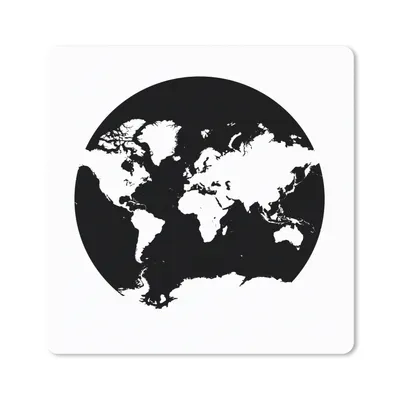 Produktbild von MuchoWow® Mauspad Mousepad Weltkarte - Kreis - Schwarz und weiß 30x30 cm - Mousepads - Maus Mat - Pad - Mausunterlage - Gaming