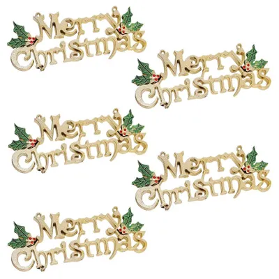 5er Set Weihnachtsdeko Gold Glitzernd Frohe Weihnachten
