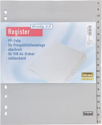 Obrázek produktu pro Složka A-Z / extra široká / 20 kusů / DIN A4 / z PP 120µ / barva: šedá