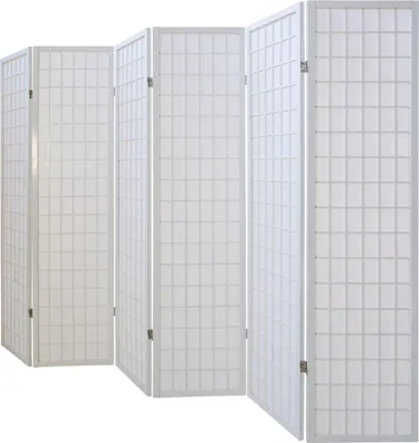 Image de 6 Panneaux Shoji Paravent Japonais Bois Blanc Séparateur de Pièce