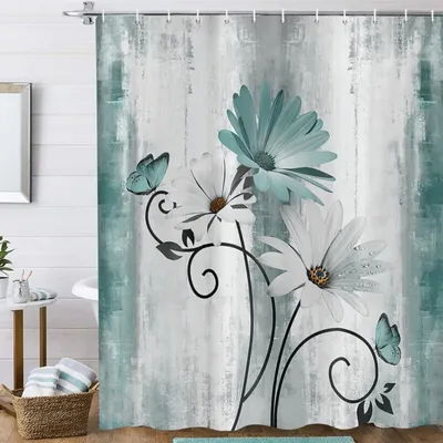 Immagine prodotto di Tenda da doccia vintage in stile rustico, 180 x 200 cm - Impermeabile e lavabile