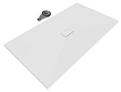 Produktbild von i-flair SMC Duschwanne 180x100 cm – 26 mm flach inkl. Ablaufgarnitur mit Deckel, Weiß