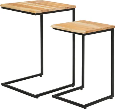 Produktbild von home24 Beistelltisch-Set - 2-teilig - Akazie / Schwarz