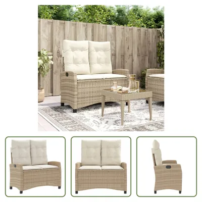Produktbild von The Living Store Gartenbank Verstellbar mit Kissen Beige Poly Rattan