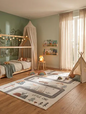 Teppich Creme rechteckig im Wohnzimmer Einrichtungsidee