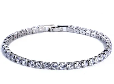 Produktbild von Schickes Armband mit Strass, zart, exquisit, mehrfarbig, glitzernd, hinreißendes Tennis-Armband, Damen-Handgelenkschmuck für Damen-Weiß