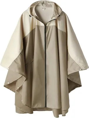 Produktbild von Uni Regenponcho mit Kapuze, wasserdichter Regenmantel für Erwachsene und Frauen