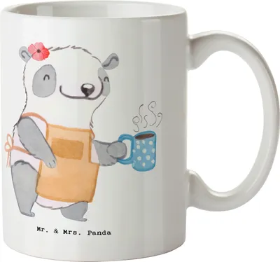 Produktbild von Mr. & Mrs. Panda Tasse Barista Herz - Weiß - Geschenk, Kaffeetasse, Coffeeaddict, Kaffee, Ausbildung, Pott, Guten Morgen, Kaffeebecher, Keramiktasse, cappuccinotasse