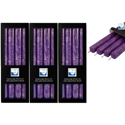 Produktbild von 3 x 4 Stearin Stabkerzen Violett 250 x 22 mm Kerzenfarm Kerzen Set