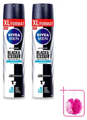 Image de 2 x Déodorant NIVEA MEN Invisible Black & White Active, format spray, 250 ml - Lot de 2