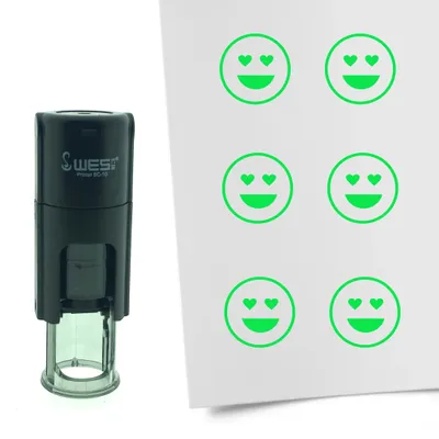 Produktbild von CombiCraft Selbstfärbender Stempel 'Verliebter Smiley' in der Farbe Grün, Ø10mm