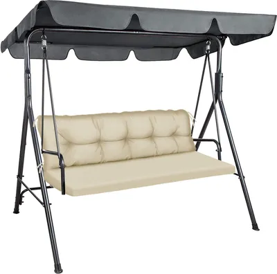 Produktbild von Hollywoodschaukel Auflage, 150x50x50, Glatt-Pik, Gartenbankauflage Sitzkissen Rückenkissen Matratze, Beige [133]