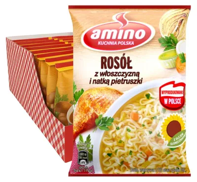 Produktbild von Amino Hühnersuppe mit Nudeln 22x 59g - Instant Hühnerbrühe Suppe - Gemüse
