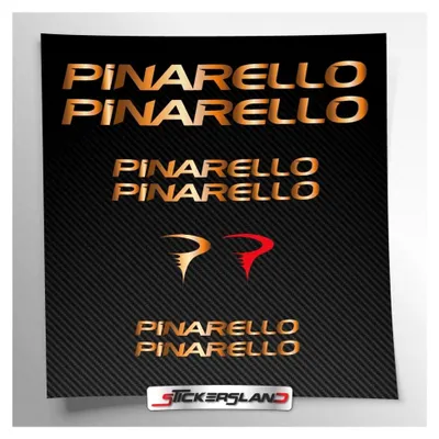 Produktbild von Aufkleber-Set für Pinarello MTB Mountainbike und Helm | Aufkleber mit Logos ® (Kupfer/Bronze glänzend metallisiert)