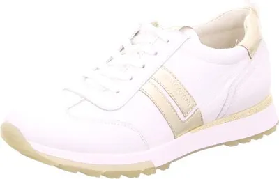 Produktbild von Paul Green Damen Sneaker Weiß mit beigen Details aus Leder und Schnürverschluss