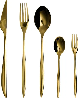 Produktbild von BELIANI Besteckset 30-teilig Gold aus Edelstahl inkl. Messer Gabel Löffel Kuchengabel Teelöffel Modernes Design