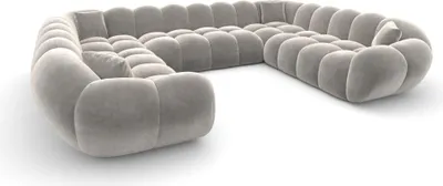 Produktbild von Samtstoff U-Form XXL Panorama Sofa Liva Sand