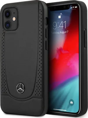 Produktbild von Mercedes-Benz Apple iPhone 12 Mini Black Back cover case - Echtes Leder - Echtes Leder - Perforiert Urban