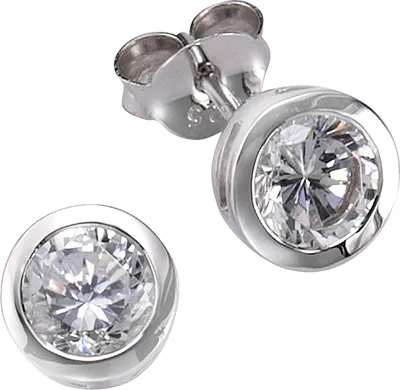 Produktbild von Zeeme Basic Ohrringe 925/- Sterling Silber 0,6cm weiß Zirkonia weiß 360221706
