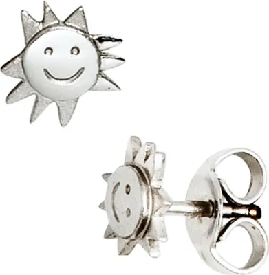 Produktbild von JOBO Kinder Ohrstecker Sonne 925 Sterling Silber rhodiniert teilmattiert Ohrringe