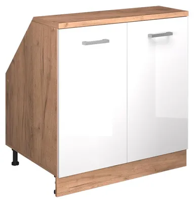 Zdjęcie produktu dla Szafa skosna Vicco Rion Biały wysoki połysk 80 x 81.6 cm z 2 drzwiami, korpus szafy głębokość 60 cm, Model 60543