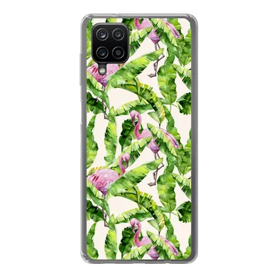 Produktbild von MuchoWow® Handyhülle Schutzhülle Hülle für Samsung Galaxy A12 Flamingo - Blätter - Muster Silikon Softcase Handy Hülle - Bild