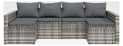 Produktbild von Gartenmöbel Set Rattan Balkon Lounge Klein Ecklounge Ecksofa Outdoor Grau