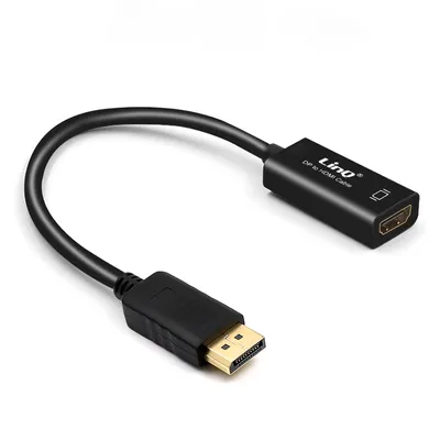 Zdjęcie produktu dla Adapter połączenia DisplayPort / HDMI / kabel wideo, kabel 23 cm, LinQ - Czarny