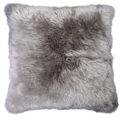 Produktbild von Kissenhülle - Grau - echtes Schaffell - Polyester - 50 x 50 cm - mit Reißverschluss