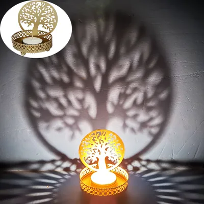 Produktbild von Teelichthalter Dentro 8cm Gold aus Metall Baum des Lebens