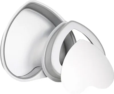 Immagine prodotto di Set di tortiere a forma di cuore - rivestimento antiaderente - 2 pezzi - argento - alluminio anodizzato - 20/25 cm