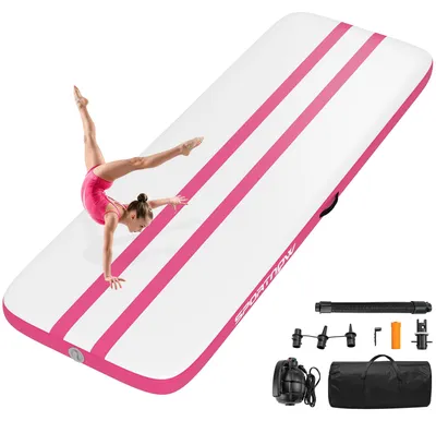 Produktbild von SPORTNOW Aufblasbare Gymnastikmatte, 3,05 m mit elektrischer Pumpe, Tragetasche und Reparaturset