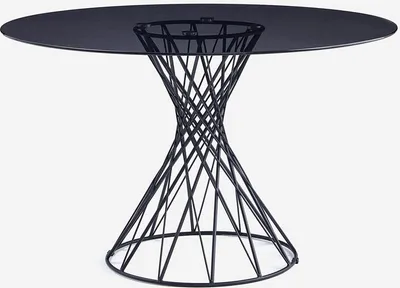 Image de Table design ronde moderne noire en verre 120cm pour salon Naji