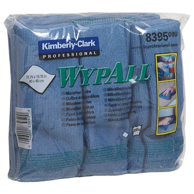 Produktbild von WYPALL 8395 Reinigungstuch Mikrofaser - blau, 40x40cm, 6 Stück