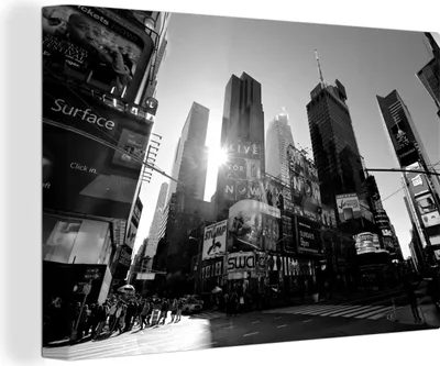 Produktbild von OneMillionCanvasses® - Leinwandbilder - 140x90 cm, New York - Architektur - Schwarz - Weiß, Wandbilder Kunstdruck Wanddekoration
