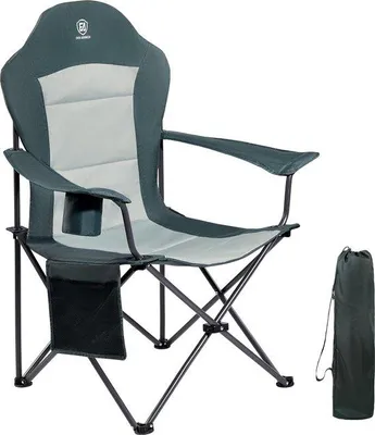 Produktbild von Unyqoos® Luxus Campingstuhl klappbar – 160 kg belastbar, extra groß, hohe Rückenlehne, gepolstertes Kissen, Getränkehalter & Seitentasche, Stahlrahmen 600D, 60×88×109,2 cm
