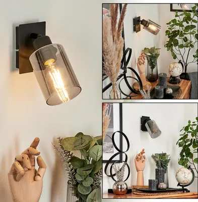 Produktbild von Bovo »Bovo« moderne Wandlampe aus Metall/Glas in Schwarz/Rauchfarben