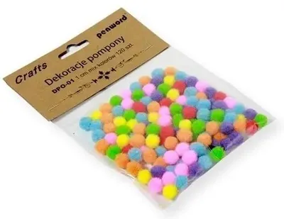 Zdjęcie produktu dla Dekoracje pompony 1cm mix kolorów 120 sztuk - Penword