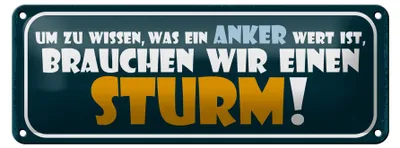 Produktbild von Blechschild Spruch 27x10cm was Anker Wert brauchen Sturm Dekoration