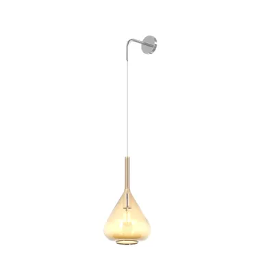 Obrázek produktu pro Moderní nástěnné svítidlo Kona Metal Chrome Amber Glass 1 Light E27