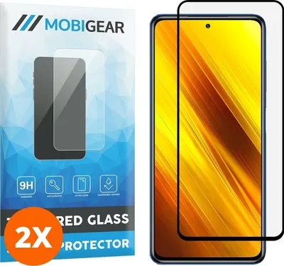 Produktbild von Mobigear Premium 4.99 POCO X3 Panzerglas Gehärtetes Glas Displayschutz - Hüllenfreundlich - Schwarz (2er Pack)