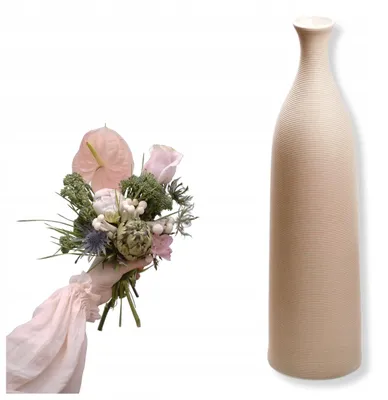 Image de Vase blanc 25,5 cm – Vase décoratif en céramique – Vase à fleurs pour le salon, la chambre et le bureau