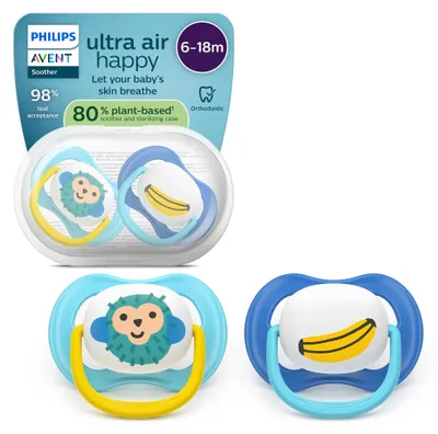 Produktbild von Philips AVENT Schnuller SCF080/26 ultra air, Klassischer Babyschnuller, Kieferorthopädisch, Silikon, Junge/Mädchen