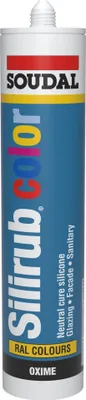A tube of Soudal Silirub Color sealant.