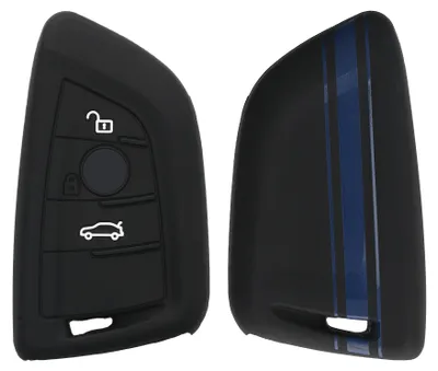 Produktbild von kwmobile Schlüsselhülle für BMW 3-Tasten Smart Key Autoschlüssel Hülle - Autoschlüssel Schlüssel Hülle aus Silikon - Schlüsselschutz Gehäuse in Blau