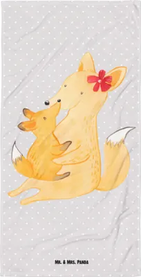 Produktbild von Mr. & Mrs. Panda Handtuch Fuchs Mama - Grau Pastell - Geschenk, Schoß, Badehandtuch, Mutter, Strandtuch, Mami, Frotteehandtuch, Muttertag, Duschtuch, Duschhandtuch