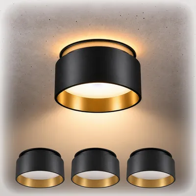 Imagen del producto de SSC-LUXon, juego de 4 focos empotrables Sudara con luz indirecta. Focos de diseño dorados y s, tipo downlight, para bombillas GU10 o módulos