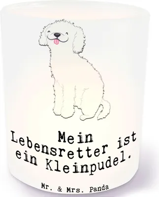 Produktbild von Mr. & Mrs. Panda Kerzenhalter Kleinpudel Lebensretter - Transparent - Geschenk, glaswindlicht, Windlicht aus Glas, deko, Teelichthalter, Pudel