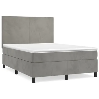 Productafbeelding van vidaXL Boxspringbed met matras, lichtgrijs, 140x190 cm, fluweel